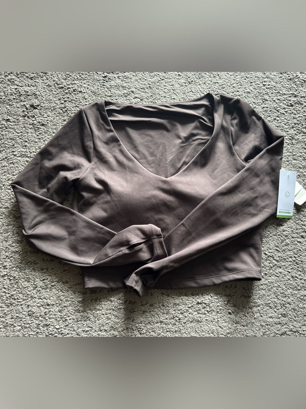 Gilly Hicks Active Recharge Dark Brown Cropped Top Bra Insert size L NWT
